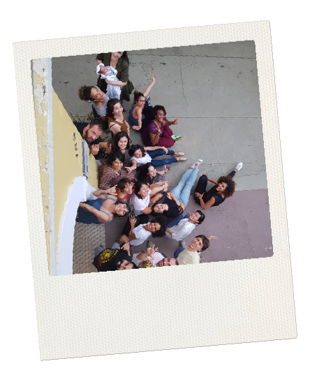 Polaroid picture of group of Fellows from Amani Institute SIM program from above